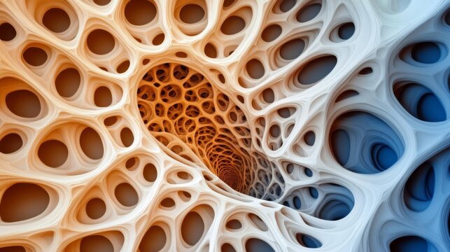 Brain structure represented in fractal designs, visually engaging and abstract