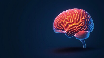Fototapeta premium Digital brain illustration glowing with a futuristic aesthetic, modern and bold