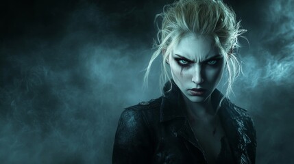 Fototapeta premium Mood Swings and Anger in Cinematic Portraiture, Dark Background, Emotional Depth, and Dramatic Photography