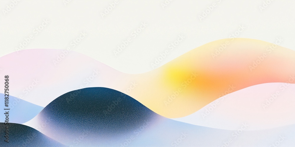 Poster abstract blurred grainy waves gradient background texture. colorful digital grain soft noise effect 