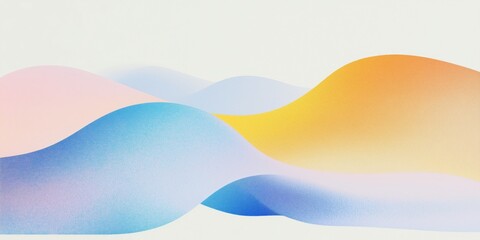 Fototapeta premium Grainy gradient background texture in soft pastel colors. Retro futuristic style blurred backdrop illustration for banner, flyer, website, brochure, business card design. Twisted waves.