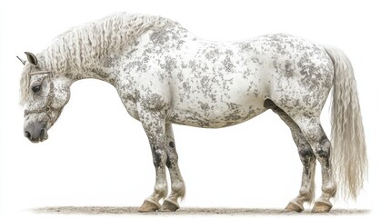Horse Isolated on White Background, Animal Portraits, Equine Photography, Wildlife Imagery, and Minimalist Design