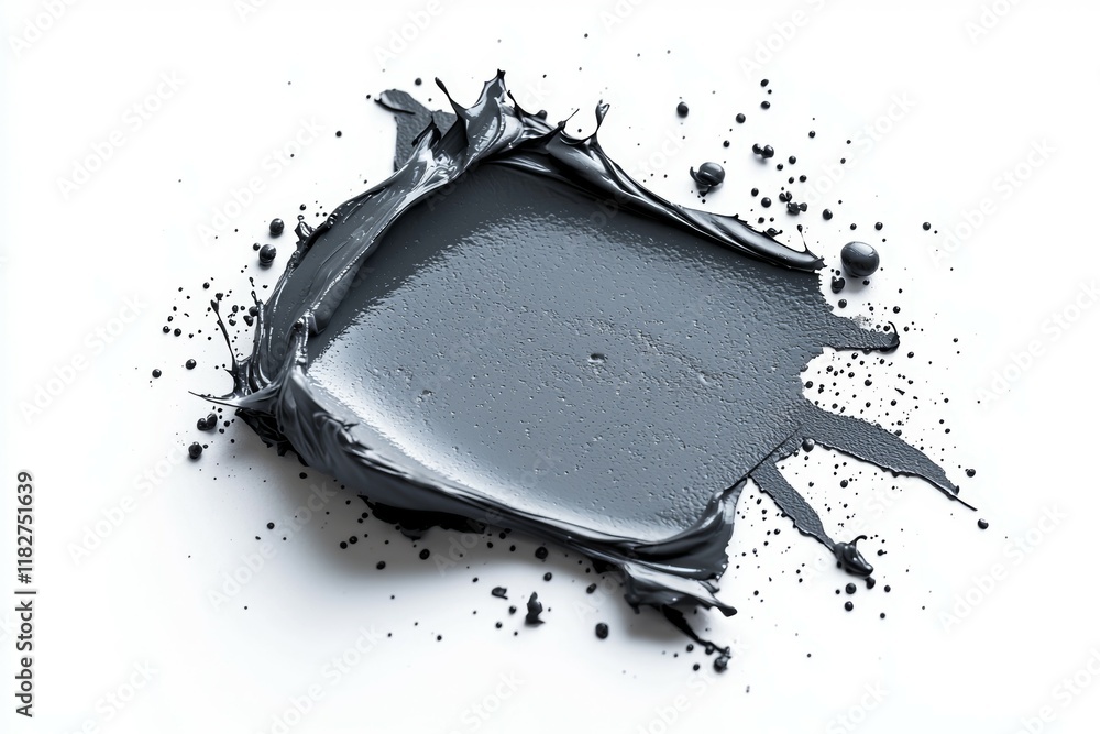 Poster abstract gray paint splash on white background with dynamic texture and splatter