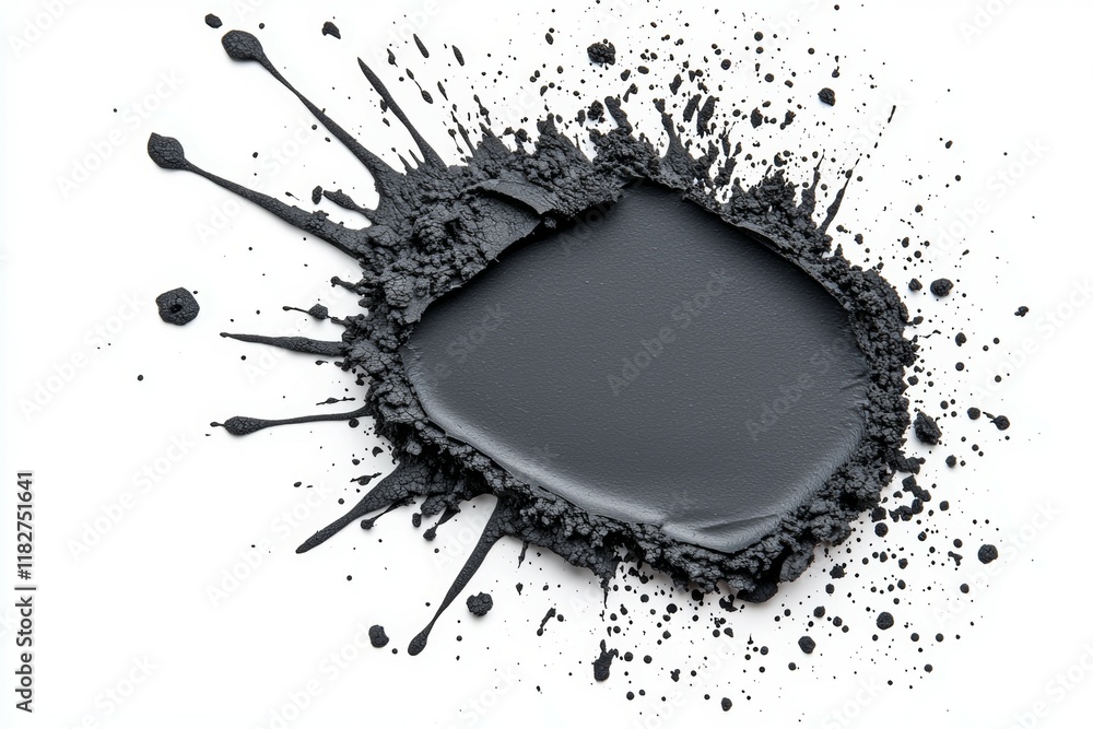 Poster dynamic black paint splash on white background with textured edge