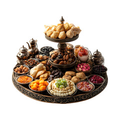 Tray of Food Celebrating Eid al-Fitr Isolated on Transparent Background