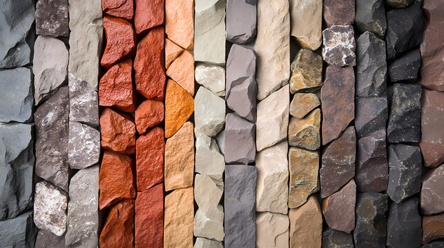 A close-up view of pavestone bricks in various colors and textures for outdoor landscaping design. Wavestone. Illustration