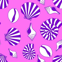 Sea shell seamless summer ocean pattern for wrapping paper and fabrics