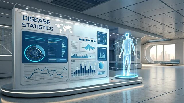 Health warning notification Futuristic disease statistics display - Powered by Adobe