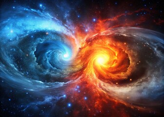 Cosmic Collision: Fire and Ice Galaxies Merge in Stunning Deep Space Nebula