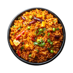 Jollof Rice for Iftar with Vegetables and Peppers Isolated on Transparent Background