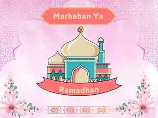 Ramadhan background with pink colour