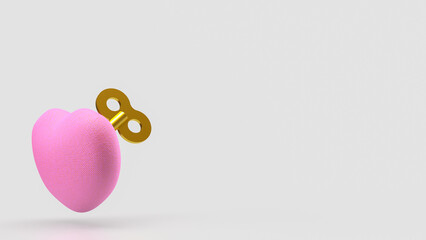 The Heart and wind up for Valentine or Love concept 3d Rendering.