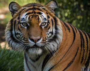 Naklejka premium a beautiful tiger looking for food