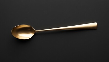 Golden spoon on black minimalist background