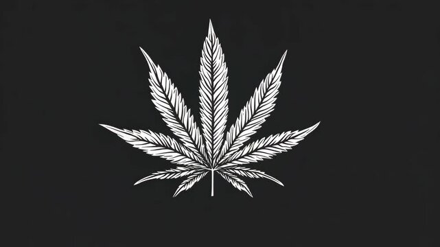 Depiction of a cannabis leaf featuring intricate details against a dark background