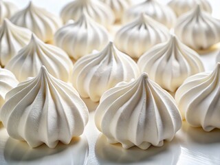 Delicate Meringues on White: A Culinary Still Life Landscape