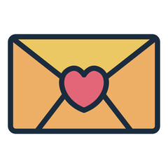 Love letter filled line icon representing romantic messages relationships