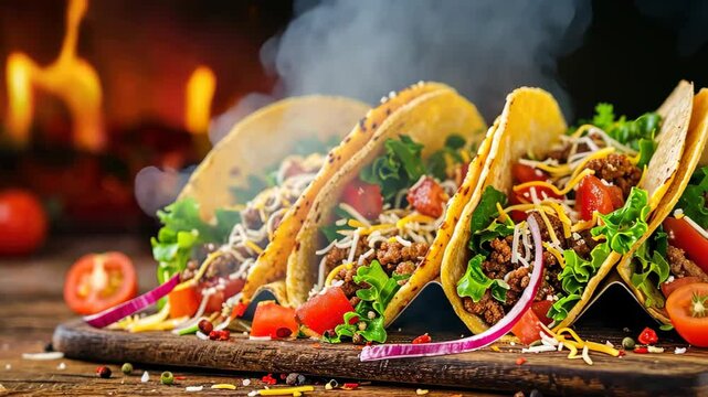 Treat your taste buds to the delicious harmony of flavors in these beef tacos, a culinary delight, Ai Generated.