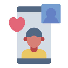 Video dating call flat icon representing romantic virtual communication