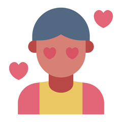 Person falling in love flat icon representing romantic emotions
