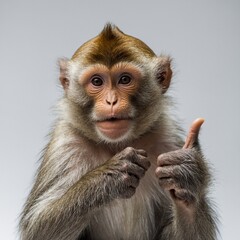 A monkey giving a thumbs-up with a white background.