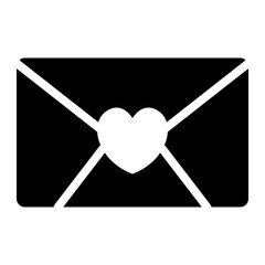 Love letter glyph icon representing romantic messages relationships