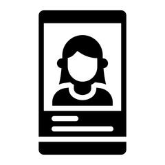 Girl profile glyph icon representing female dating profiles and connections