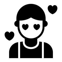 Person falling in love glyph icon representing romantic emotions