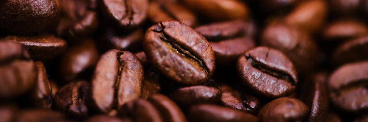 Close-up, macro photography of coffee beans showcasing their intricate details and texture, emphasizing the richness and depth of flavor, perfect for connoisseurs.