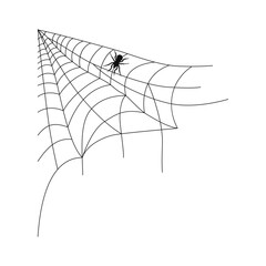 Spiderweb Illustration Vector. Scary, Halloween, Decoration, Silhouette, Black. Background Element