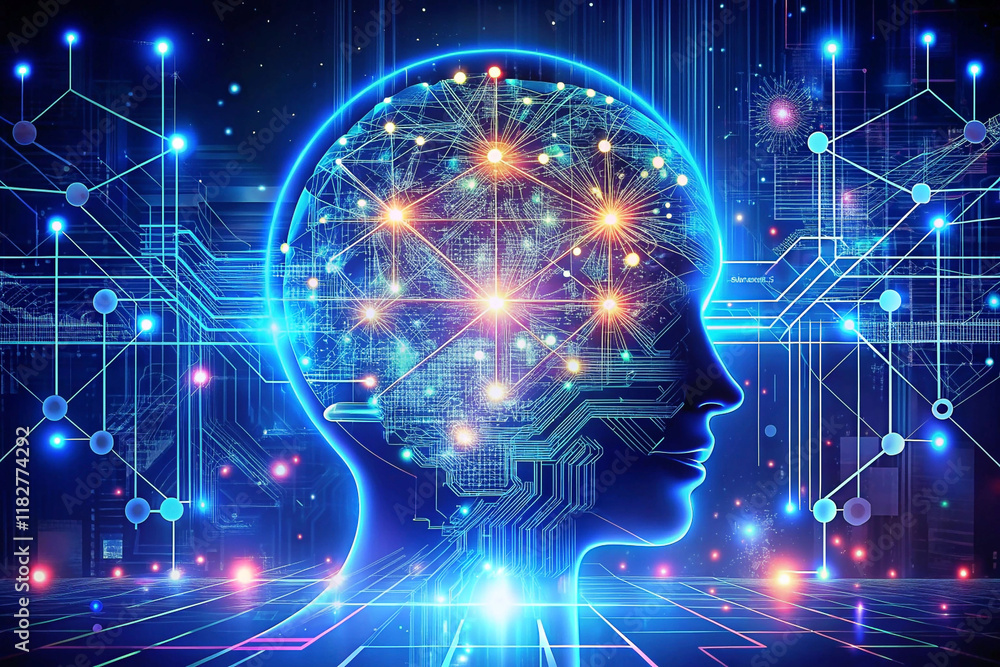 Poster ai, artificial intelligence, neural network concept.