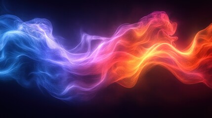 Obraz premium Vibrant Abstract Light Waves Flowing in Neon Colors Against a Dark Background