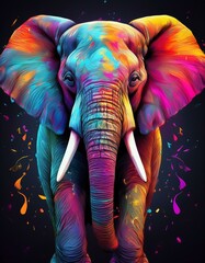 Obraz premium éléphant décorée de couleurs vives et de peinture en ia