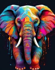 Obraz premium éléphant décorée de couleurs vives et de peinture en ia