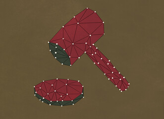 Hammer and Gavel Wireframe Network 