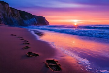 Footsteps in sand symbolizing spiritual journey