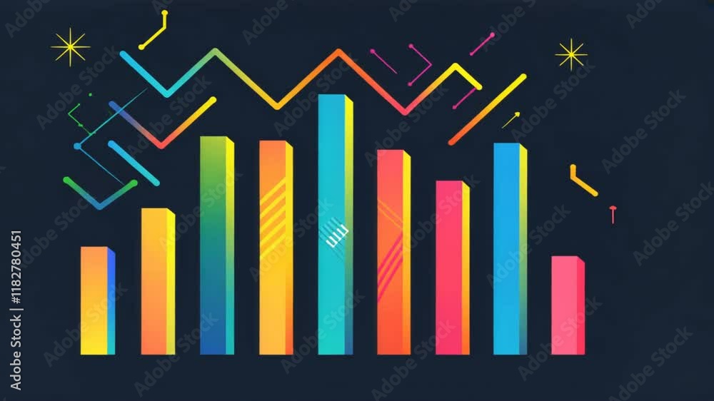 Poster Colorful Abstract Bar Graph Modern Data Visualization with Vibrant Shapes and Geometric Design for Engaging Analytics and Insights