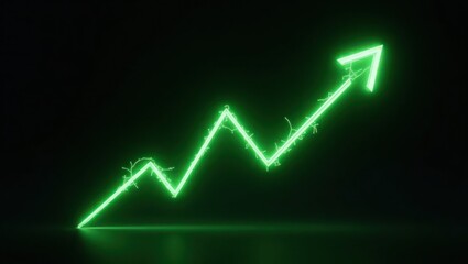 Neon green arrow showing progress against a dark background