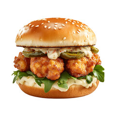 Jalape�o Popper Burger Isolated on Transparent Background