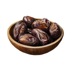 Bowl of Khudri Dates Isolated on Transparent Background