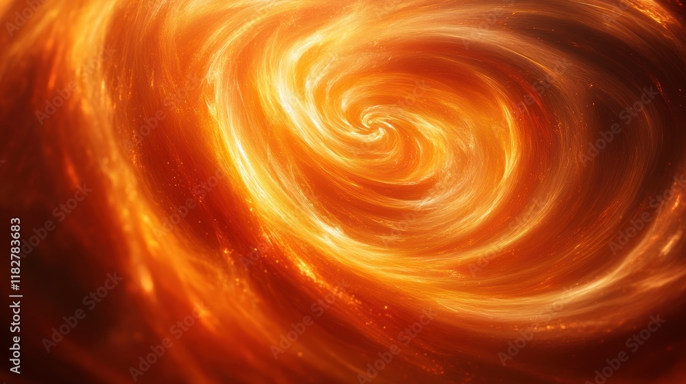 Aufkleber swirling orange and yellow patterns create a mesmerizing cosmic vortex in this vibrant celestial dep