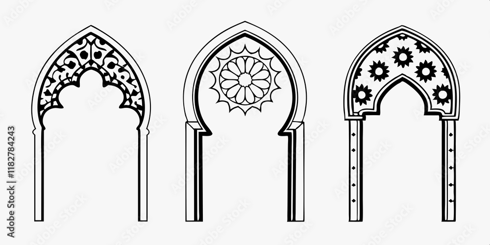 Poster ornate gothic arches with intricate patterns and rose window design