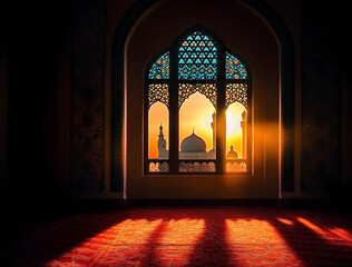 Ramadan Kareem background.Mosque window