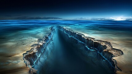 Naklejka premium Underwater rift zone, tectonic plates splitting, Mid-Atlantic Ridge, detailed seabed