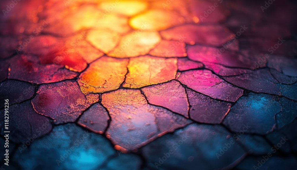 Aufkleber scratched colorful background with bokeh effect and distressed glass texture for creative projects