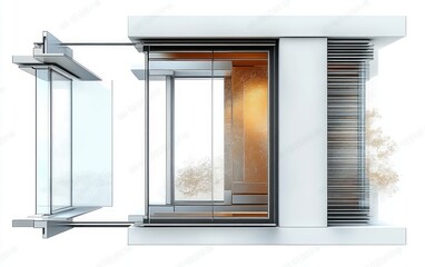 Fototapeta premium Photorealistic Cross Section of PVC Window Profile with Natural Lighting on White Background