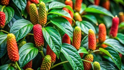 Obraz premium Balinese Long Pepper Flower Photography: Long Exposure, Piper Retrofractum, Indonesian Spice Plant