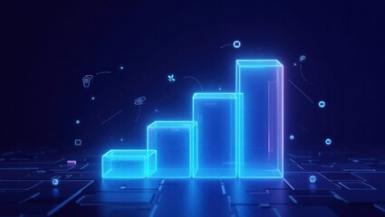 Neon 3D analytics graph 