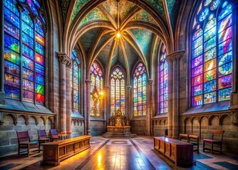 Eglise Saint Nicolas:  Mystical Architectural Detail,  Gothic Church Interior,  France Religious Landmark