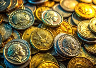 Egyptian Pound Coins Background, Top View - High-Resolution Stock Photo